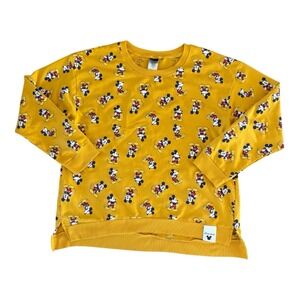 Disney Mickey Mouse Sweatshirt Women's XL Yellow‎ All Over Print Crewneck
